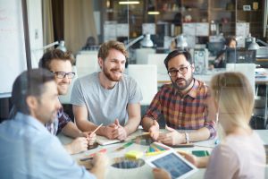 employees chatting at work